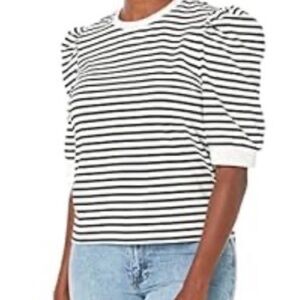 Amazon Black and White Striped Short Sleeve Top